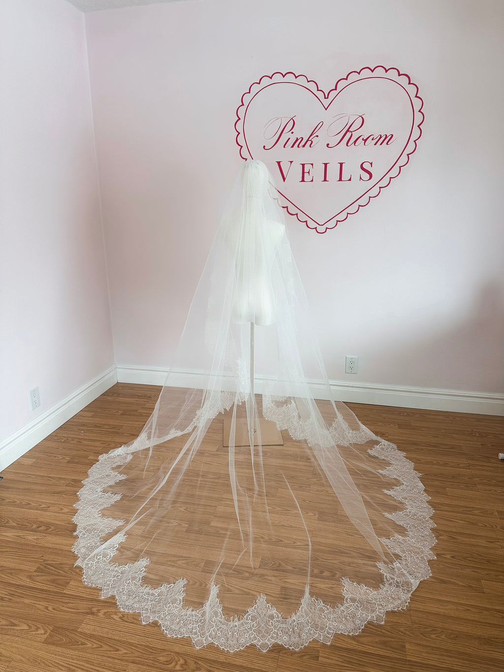 Cascading Chantilly Lace Trim Veil